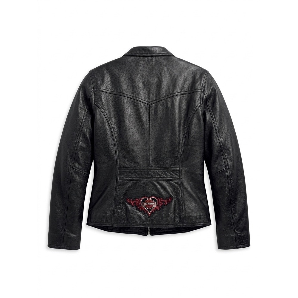 Wilsons Leather Maxima Jacket L Black Harley Davidson Embroidered Heart Patch